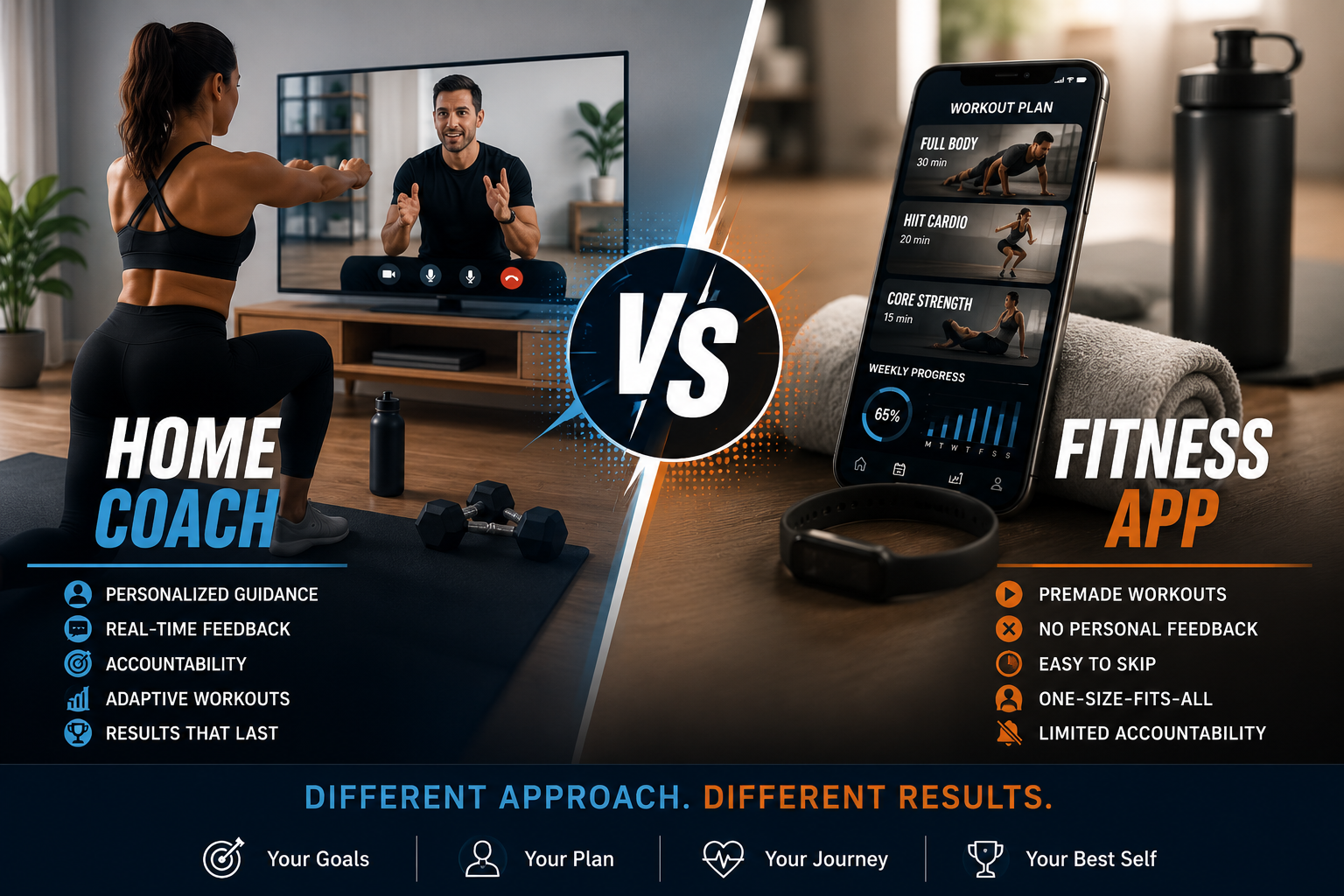 Home workout coaching vs. a fitness app: what you actually get