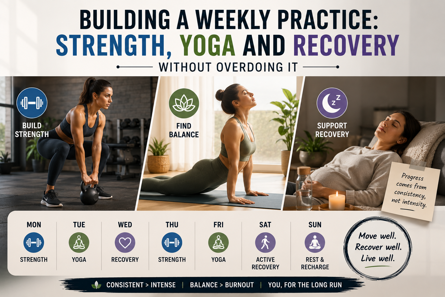 Building a weekly practice: strength, yoga and recovery without overdoing it
